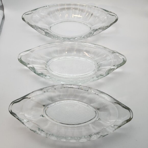 Vintage Glass Ice Cream Sundae Banana Split Clear Boat Shaped Mexico Set of 6 - Picture 4 of 6